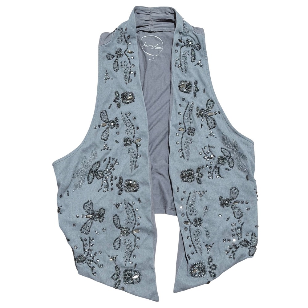 INC International Concepts Womens M Medium Embellished Gray One Piece Vest Top